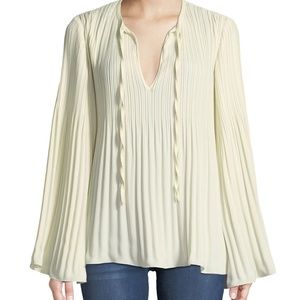 Elizabeth and James Cream long sleeve pleated top